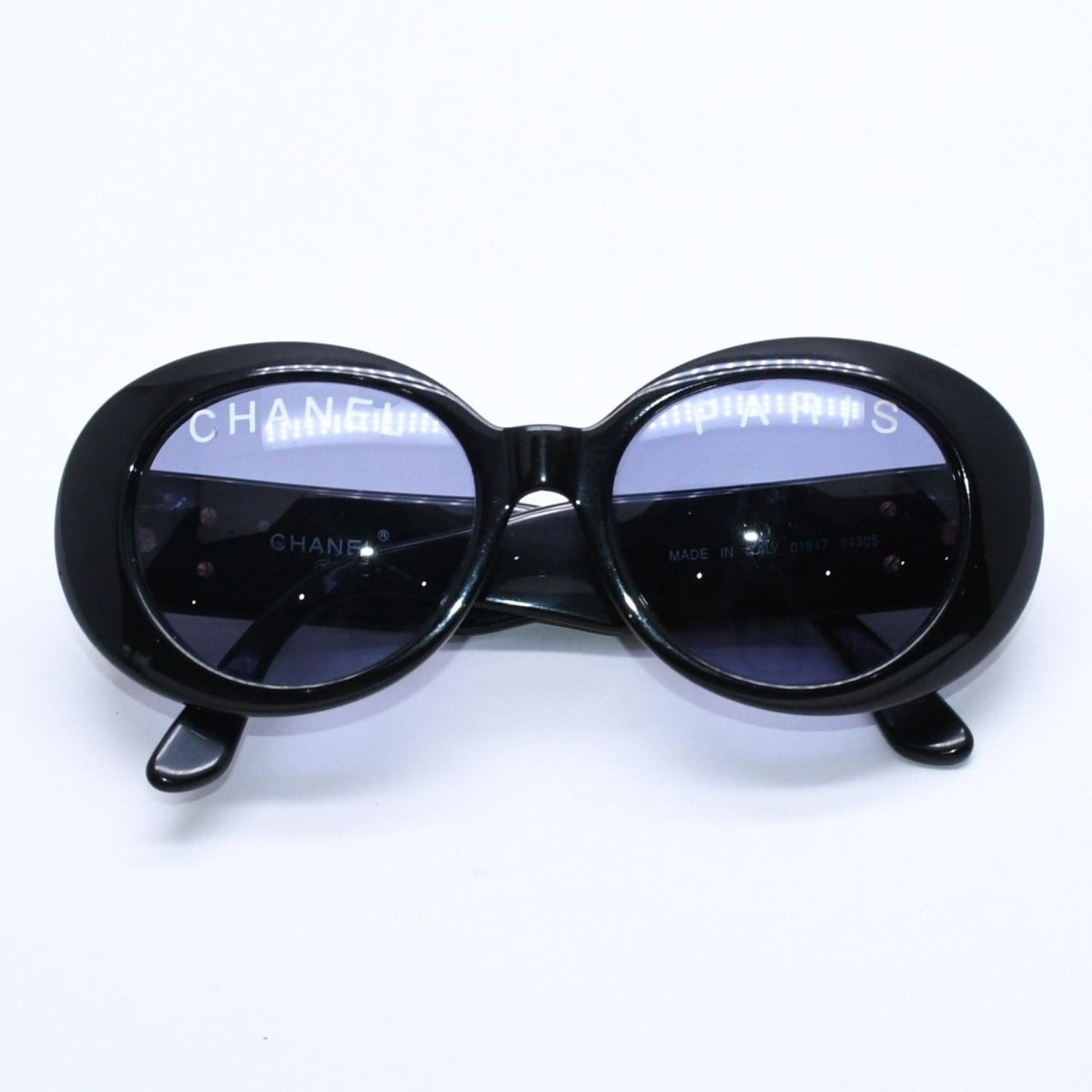 Chanel Oval Sunglasses Eyewear CC Logo Black White — view 2
