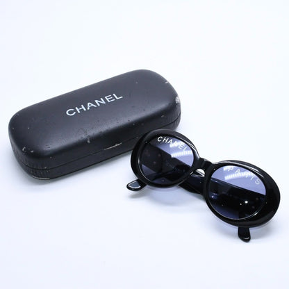 Chanel Oval Sunglasses Eyewear CC Logo Black White