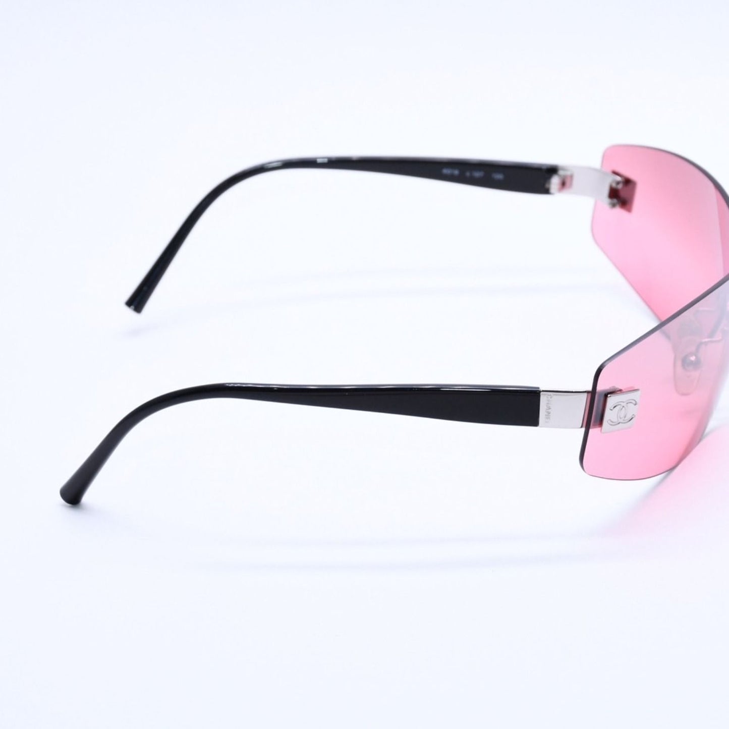 Chanel Rimless Shield Sunglasses Eyewear 120 CC Logo Pink Black — view 5