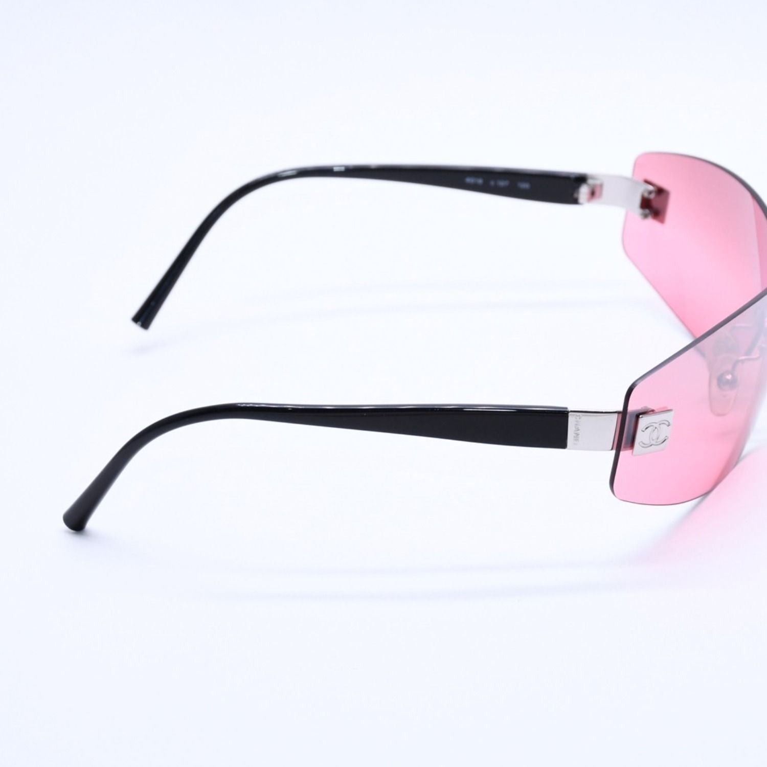 Chanel Rimless Shield Sunglasses Eyewear 120 CC Logo Pink Black — view 5