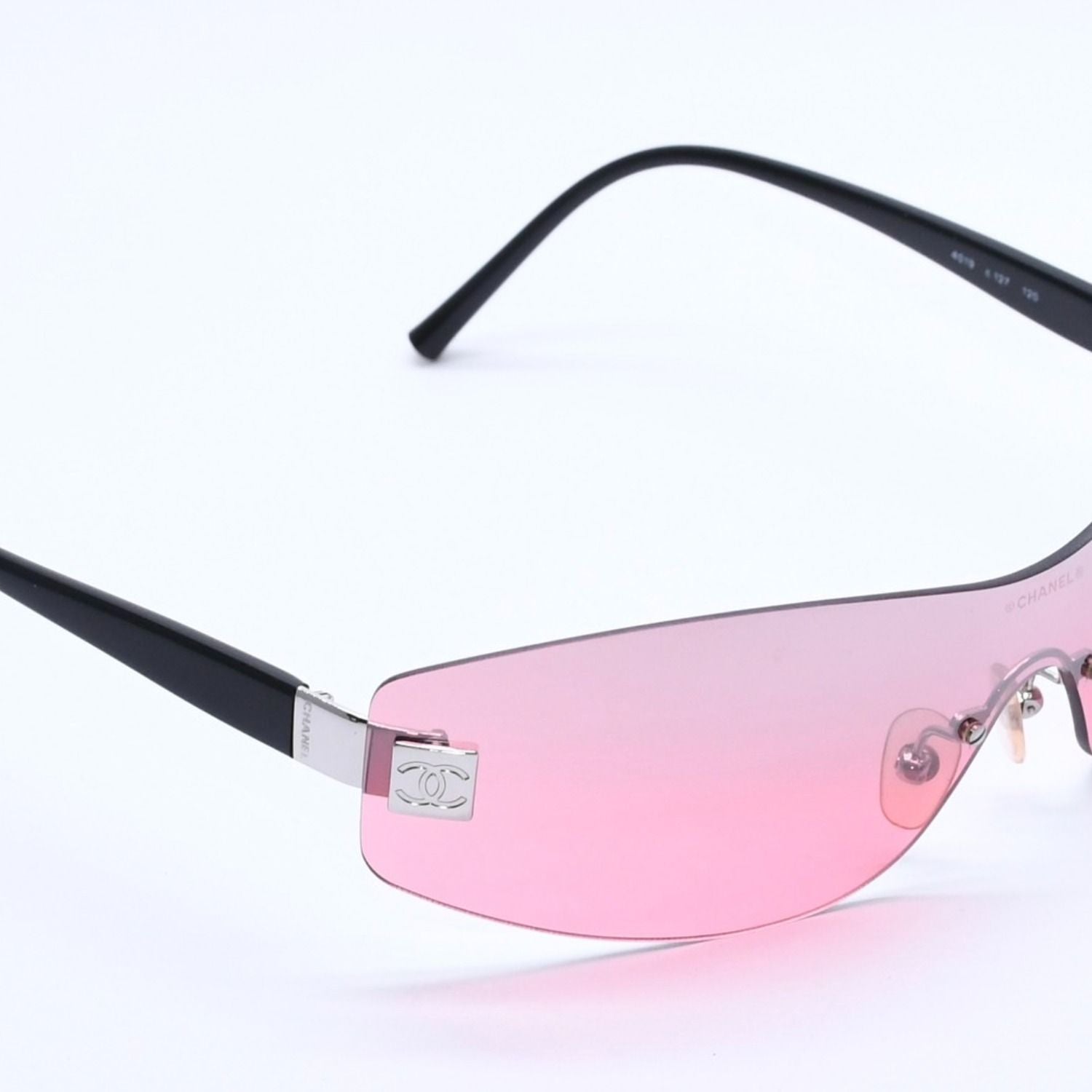 Chanel Rimless Shield Sunglasses Eyewear 120 CC Logo Pink Black — view 4