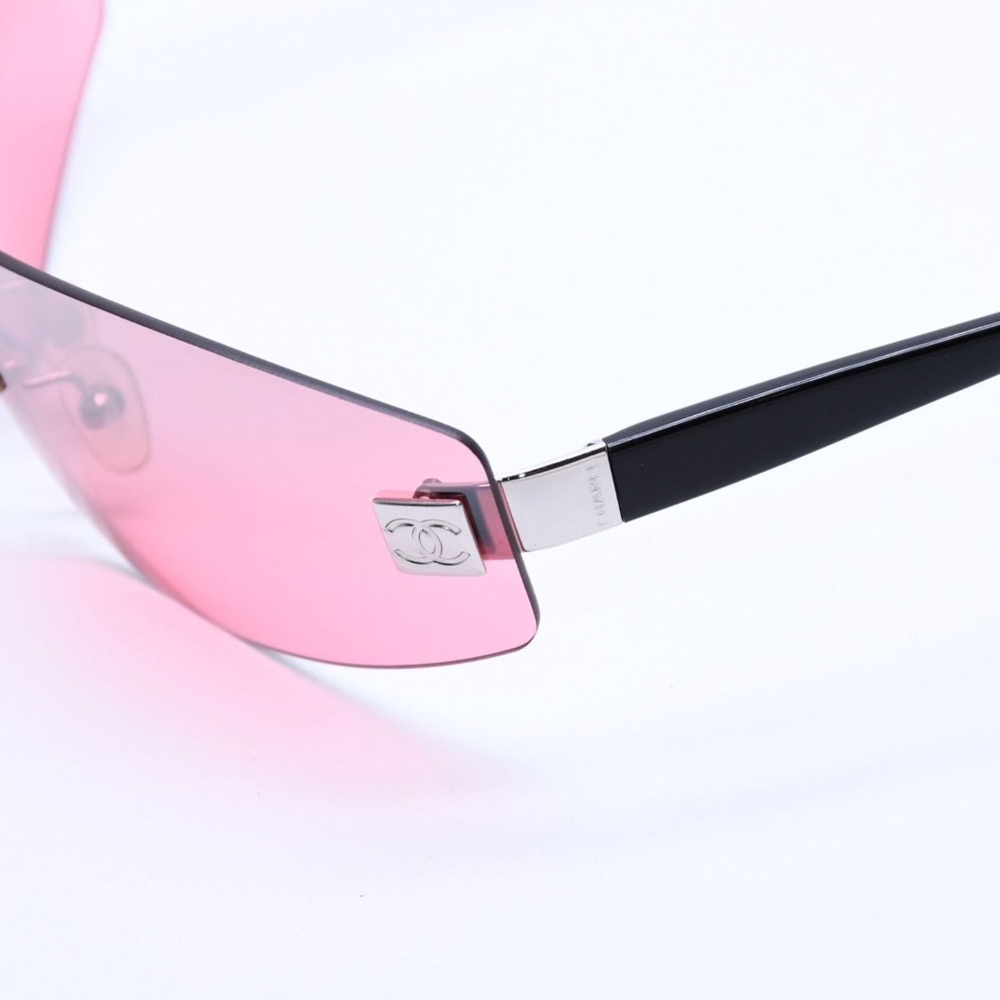 Chanel Rimless Shield Sunglasses Eyewear 120 CC Logo Pink Black — view 7