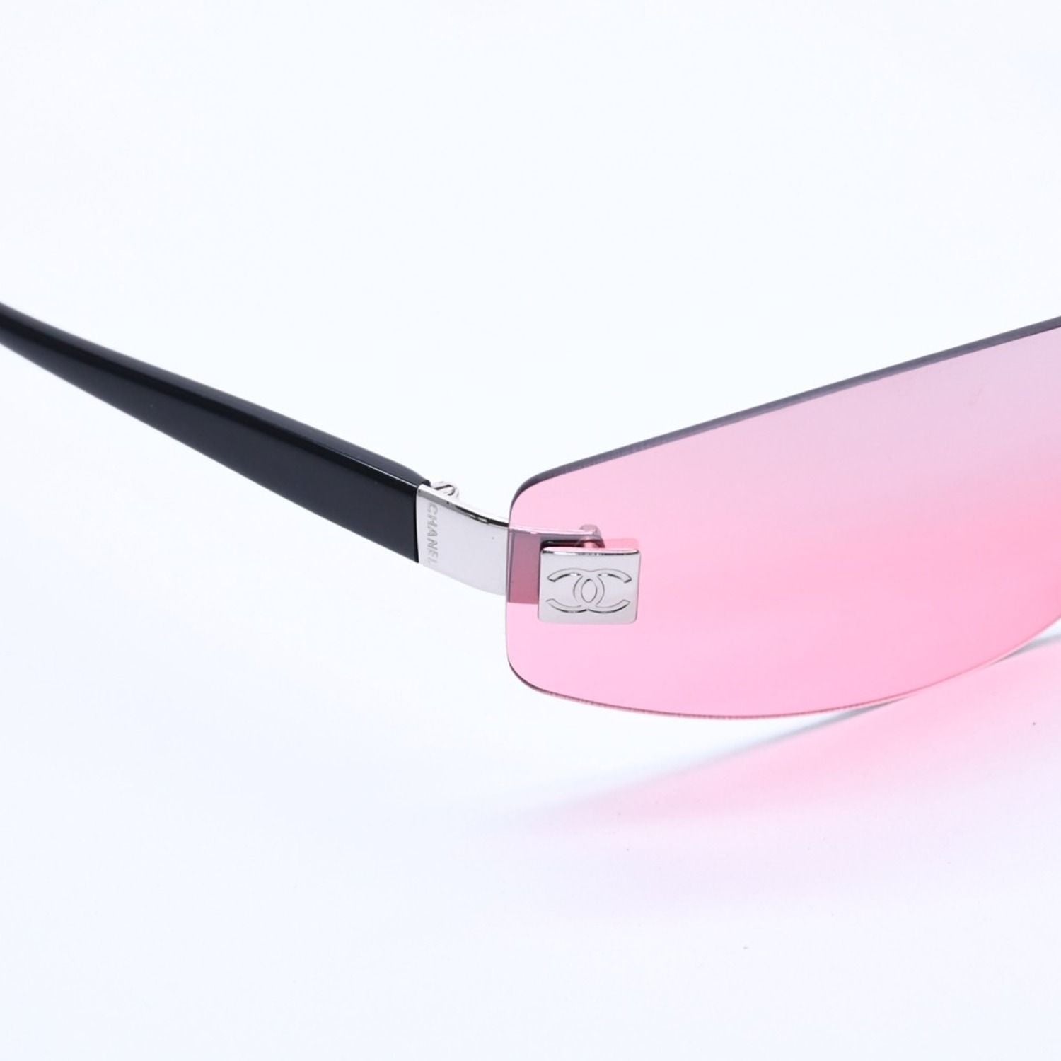 Chanel Rimless Shield Sunglasses Eyewear 120 CC Logo Pink Black — view 8
