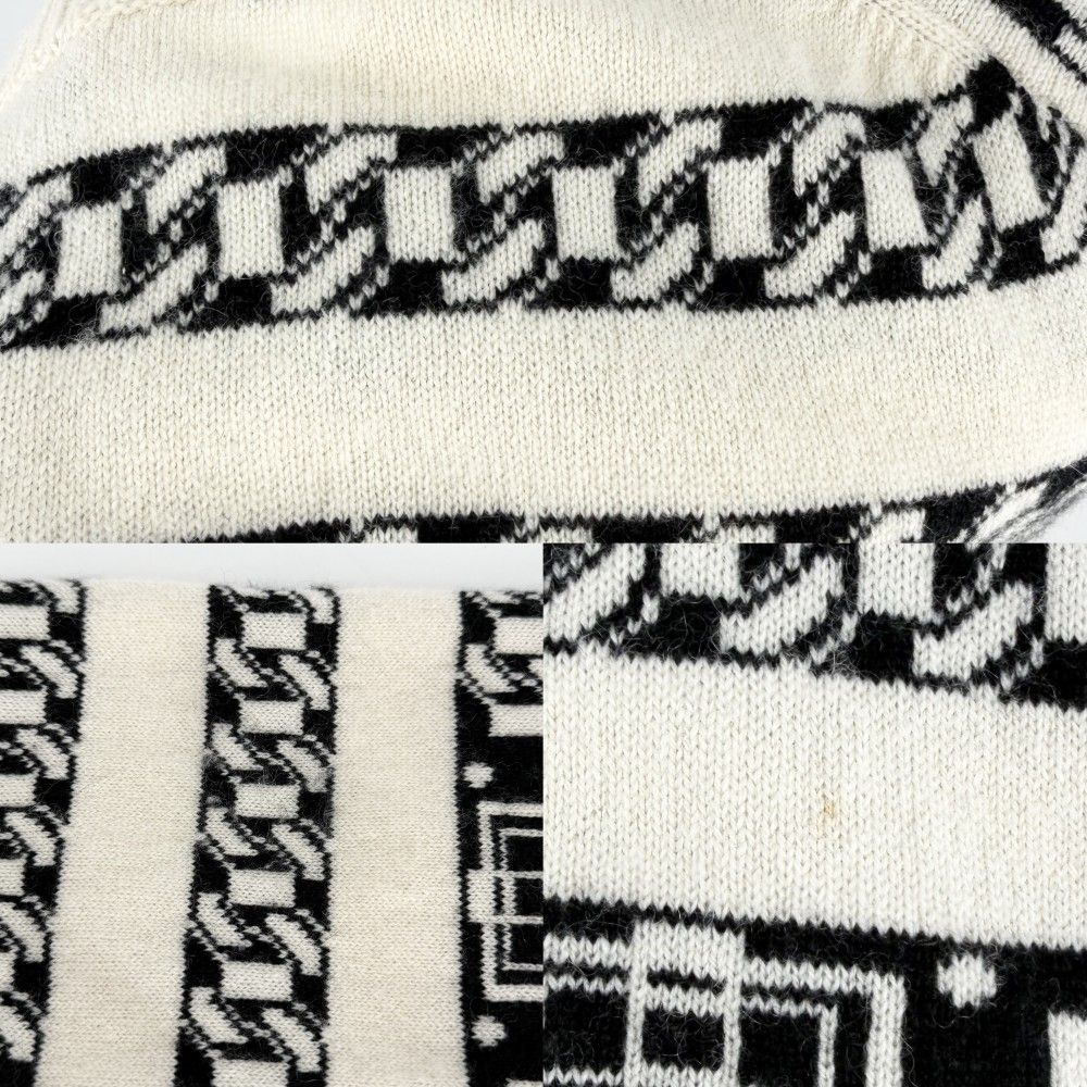 Chanel Set Coco Button Border Cardigan Sleeveless Dress Vintage 34 White Black — view 6