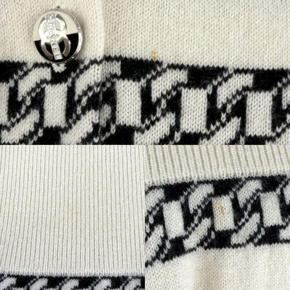 Chanel Set Coco Button Border Cardigan Sleeveless Dress Vintage 34 White Black — view 7