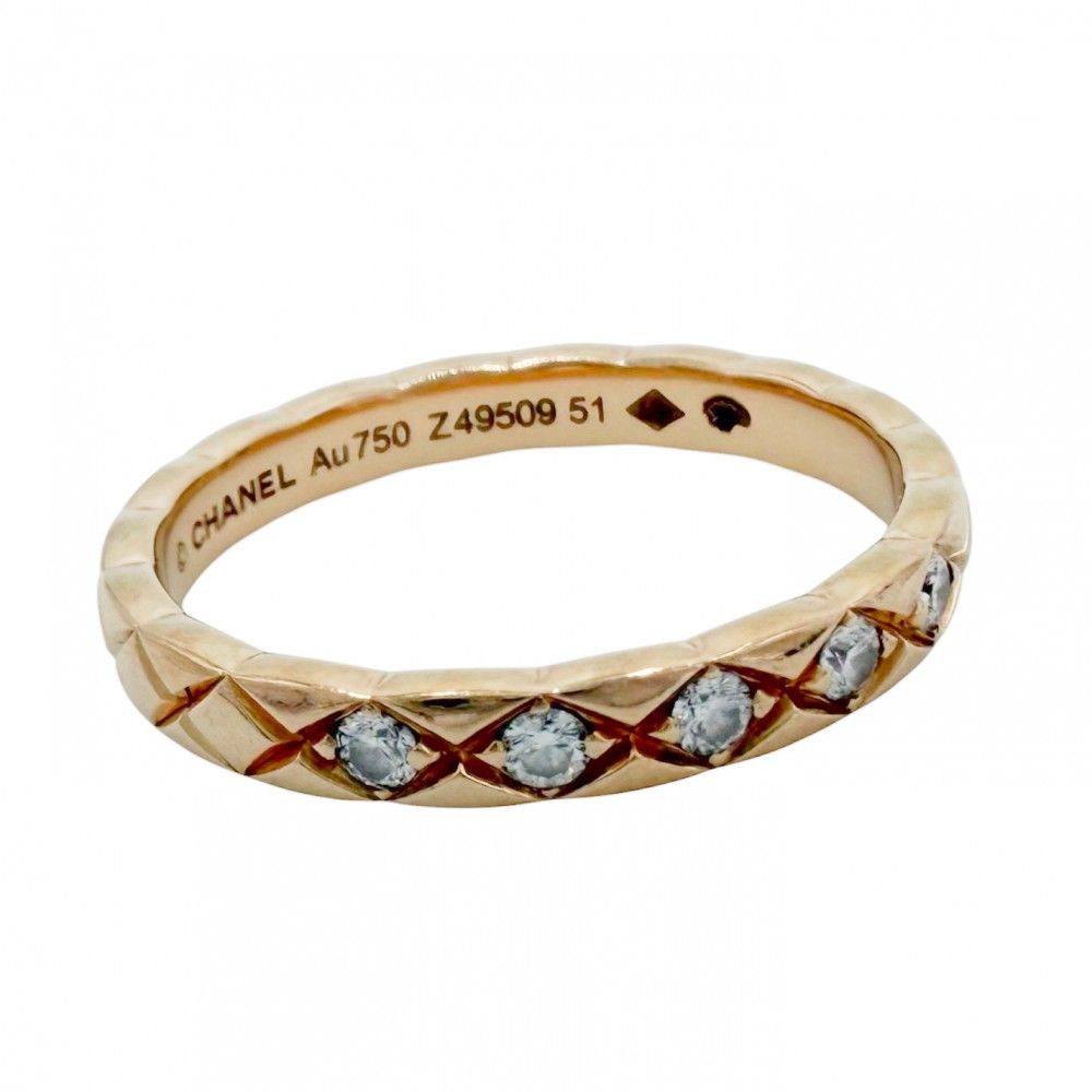 Chanel Ring Coco Crush Mini Diamond 18K Pink Gold 51 Gold