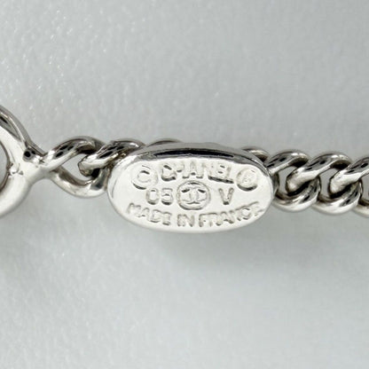Chanel Necklace CC Logo Silver White — view 3