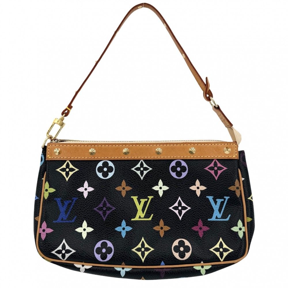Louis Vuitton Handbag Pochette Pouch Shoulder Black Monogram Multicolor Noir