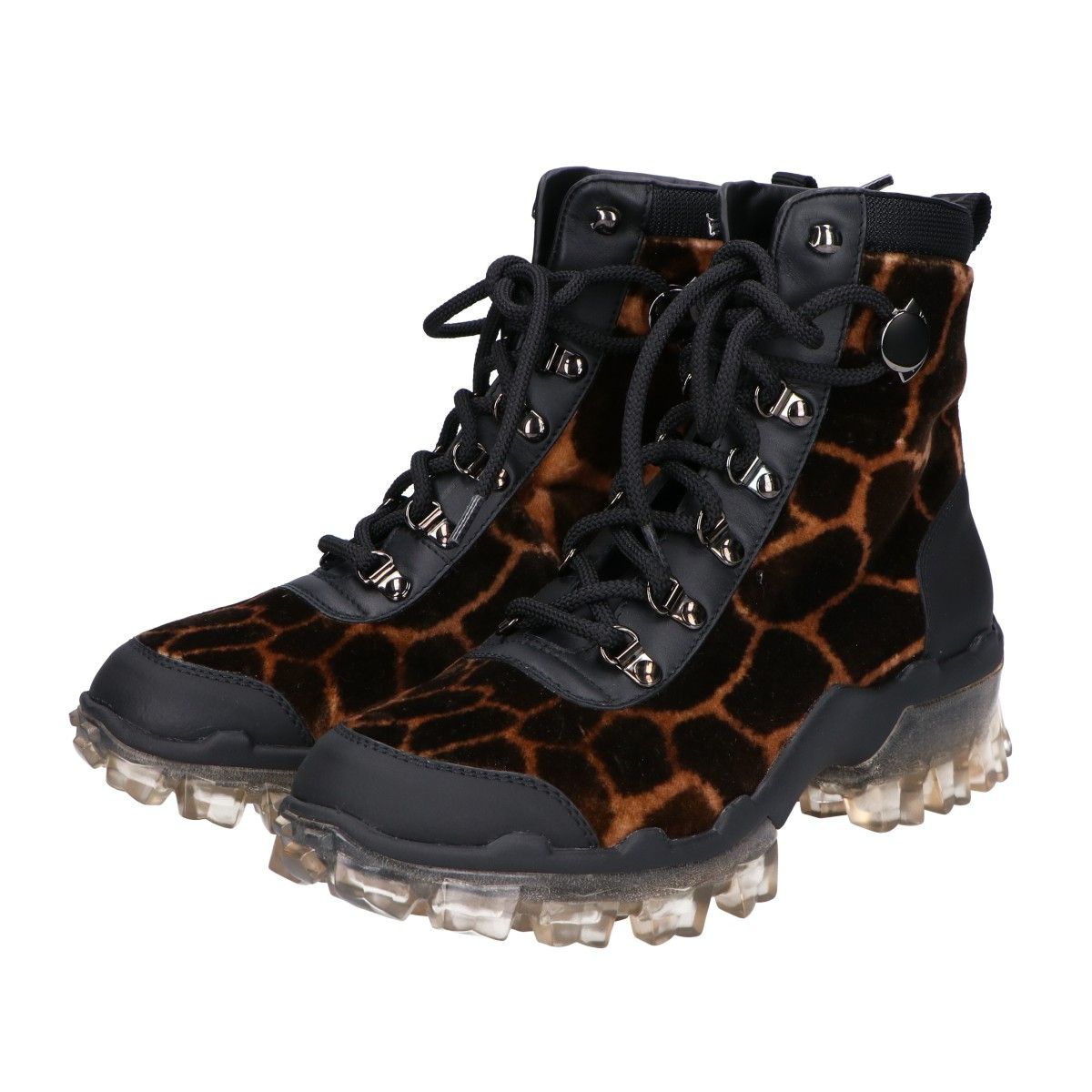 Moncler Helis Giraffe Motif Print Clear Rubber Sole Hiking Boots