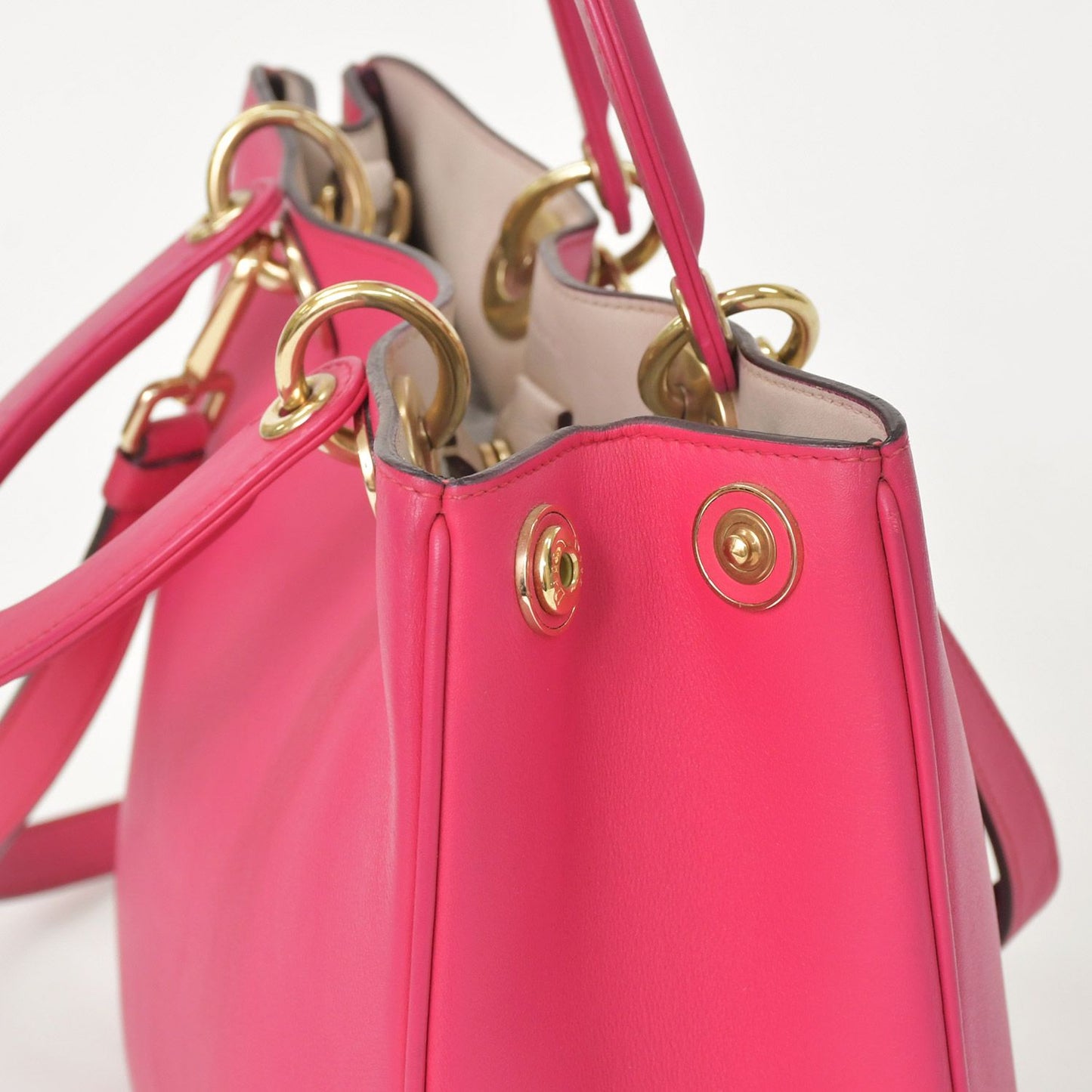 Dior Diorissimo 2-Way Handbag Pink Leather Gold — view 6