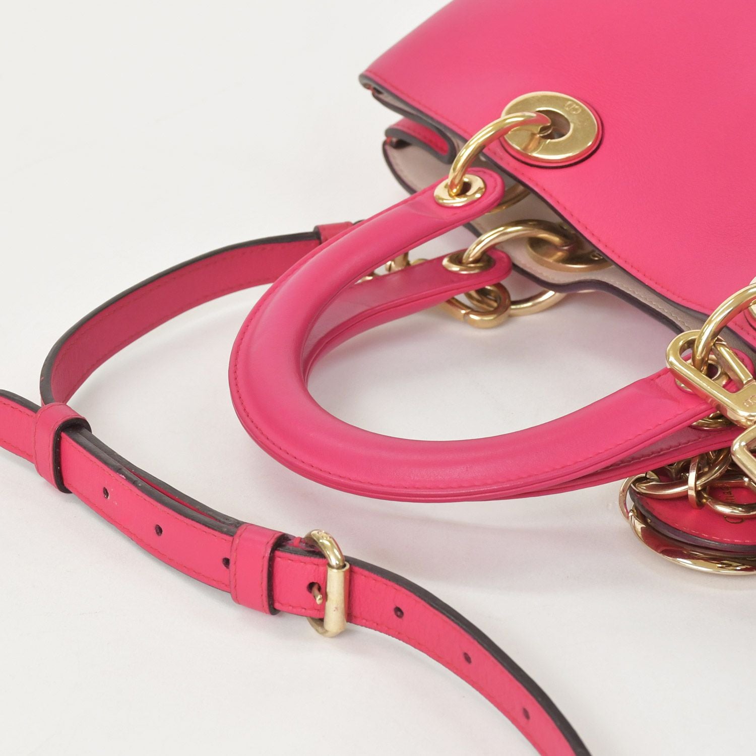 Dior Diorissimo 2-Way Handbag Pink Leather Gold — view 7