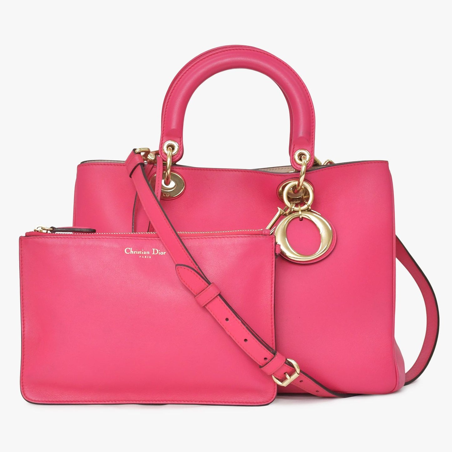 Dior Diorissimo 2-Way Handbag Pink Leather Gold