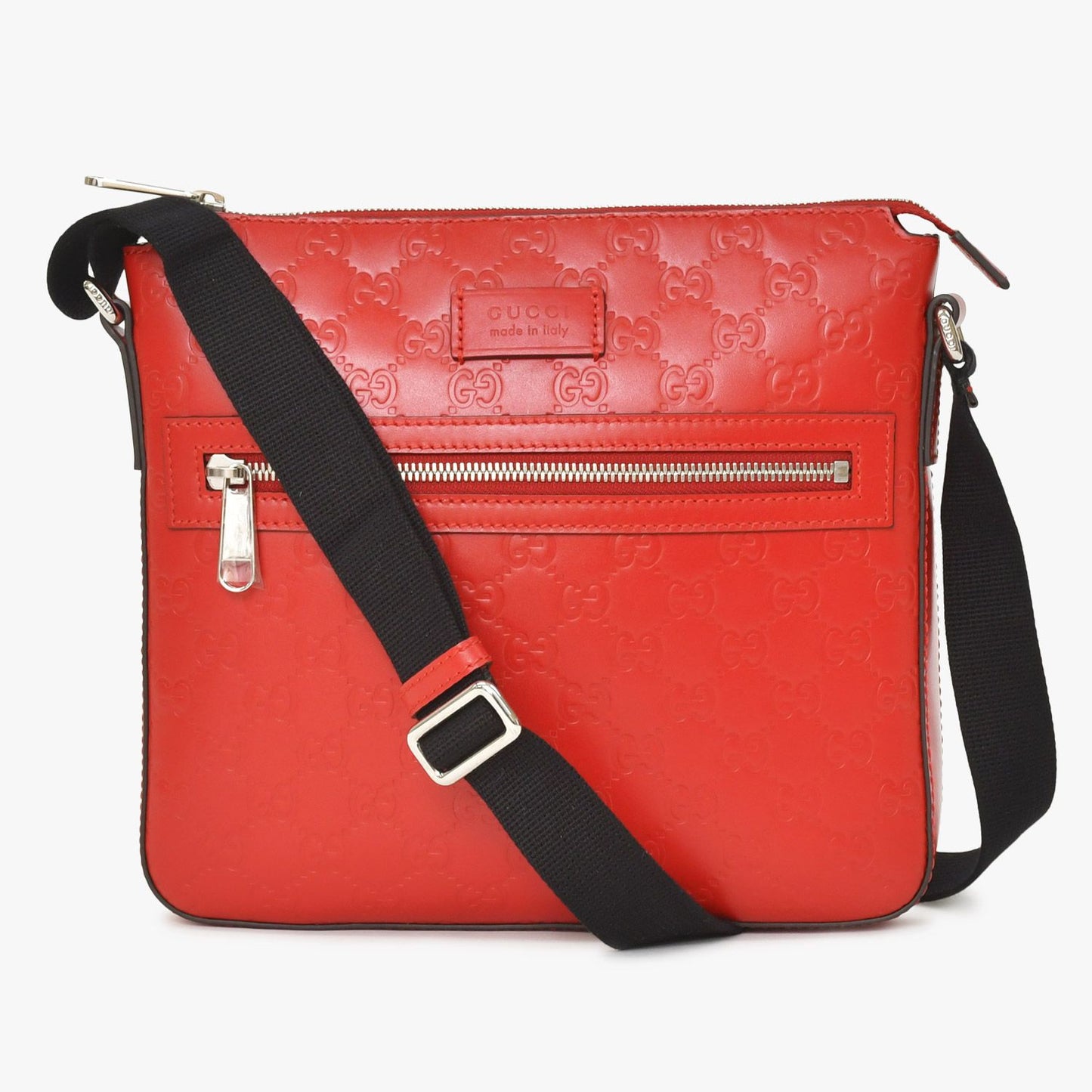 Gucci Shoulder Bag Guccissima Red Silver