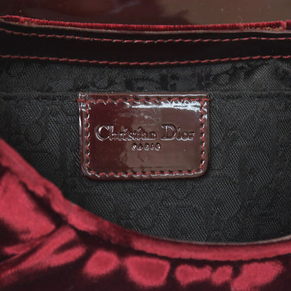 Dior Burgundy Wine Red Velour Bucket Bag Patent Leather — view 8