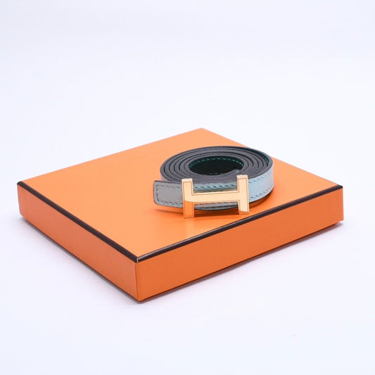 Hermes Belt Gold Leather Reversible Emerald Green
