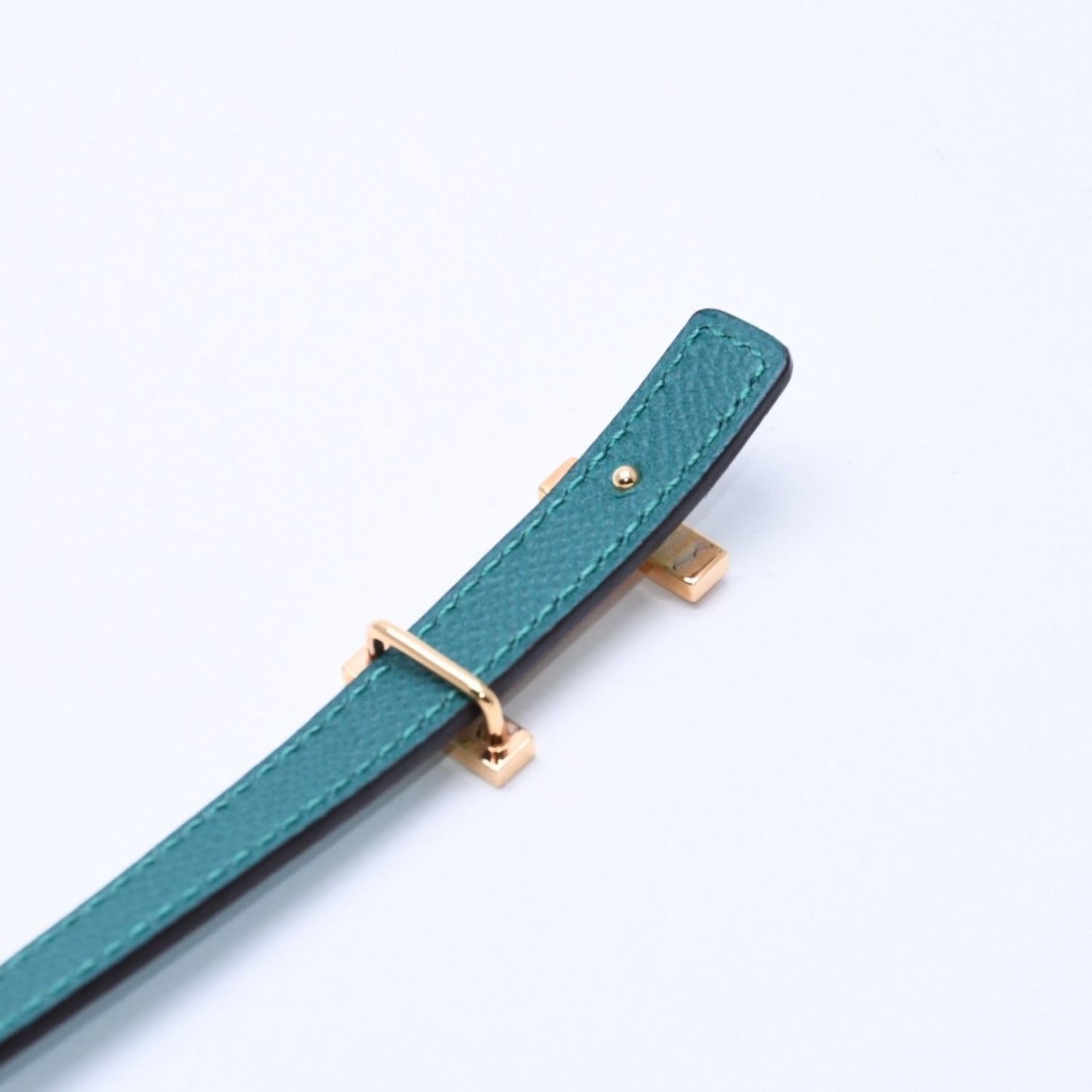Hermes Belt Gold Leather Reversible Emerald Green — view 8