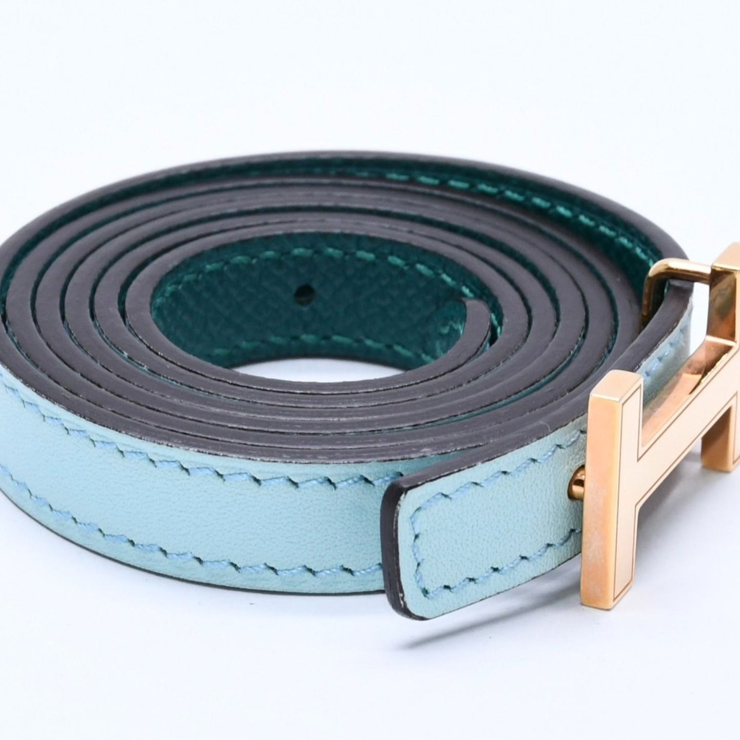 Hermes Belt Gold Leather Reversible Emerald Green — view 4