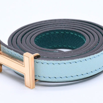 Hermes Belt Gold Leather Reversible Emerald Green — view 3