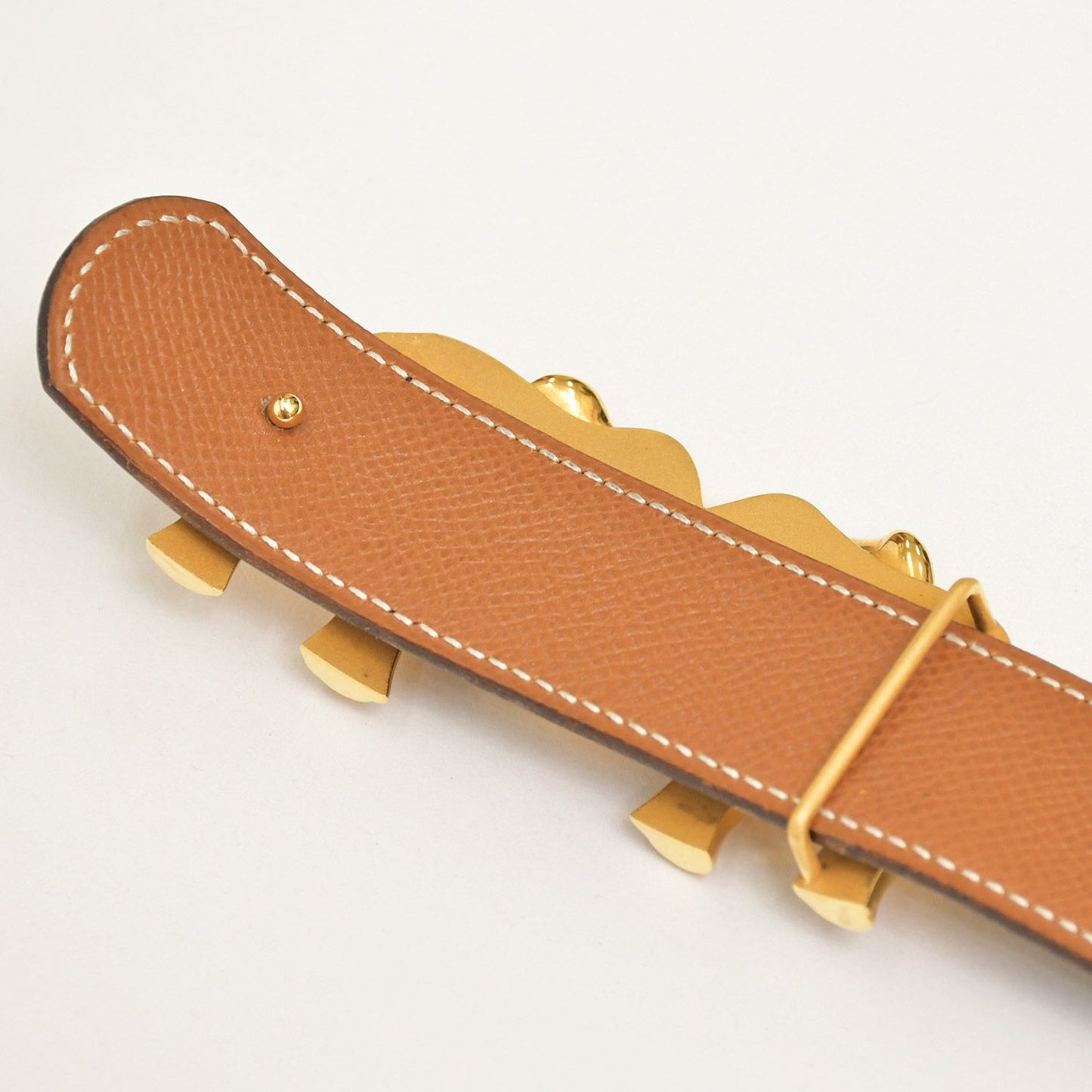 Hermes Elephant Motif Belt 5 Statue Gold Buckle Leather Plated Black Brown — view 5