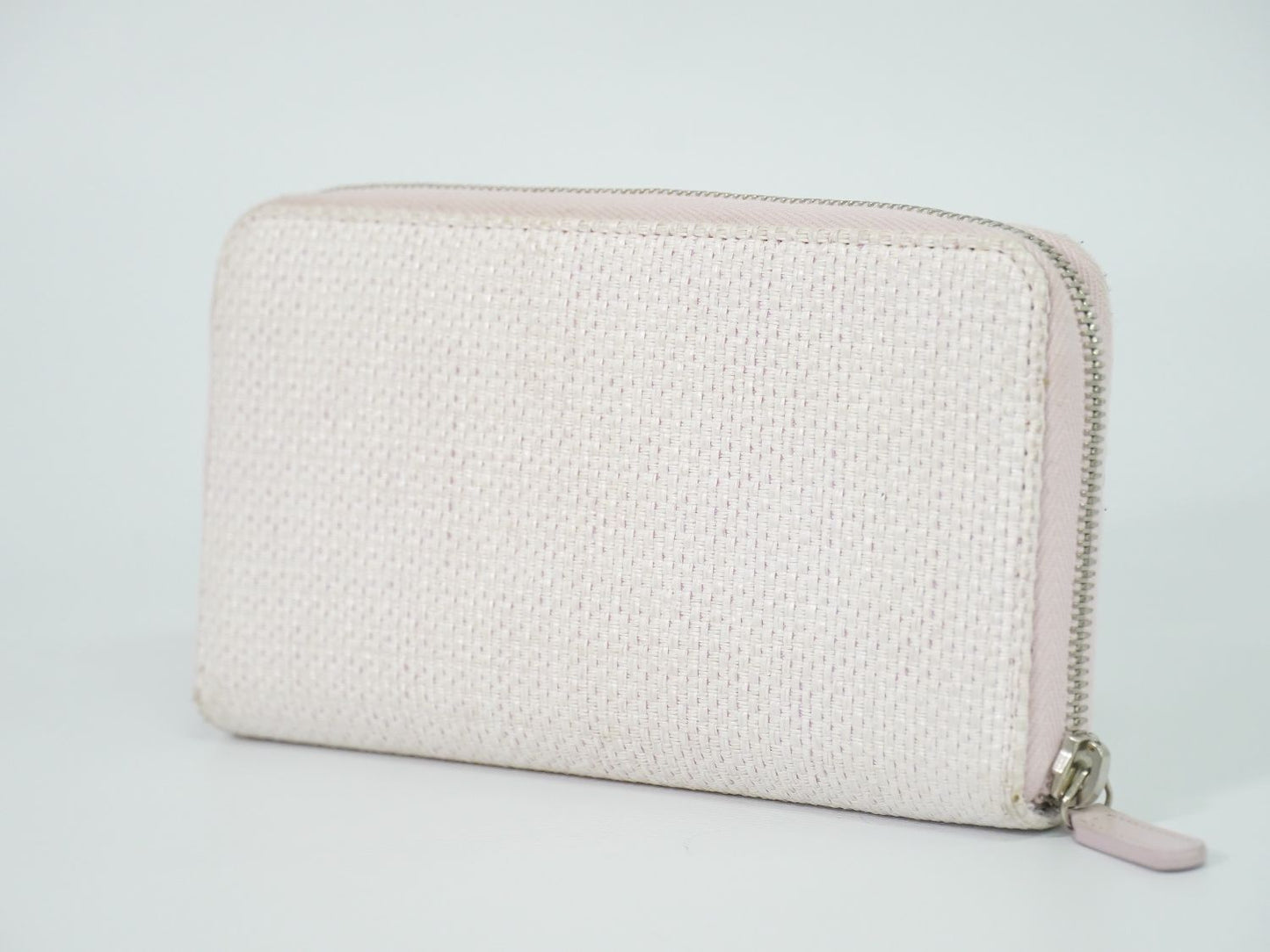 Chanel Deauville CC Logo Zip Around Wallet Canvas White Pink — view 2