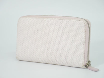 Chanel Deauville CC Logo Zip Around Wallet Canvas White Pink — view 2