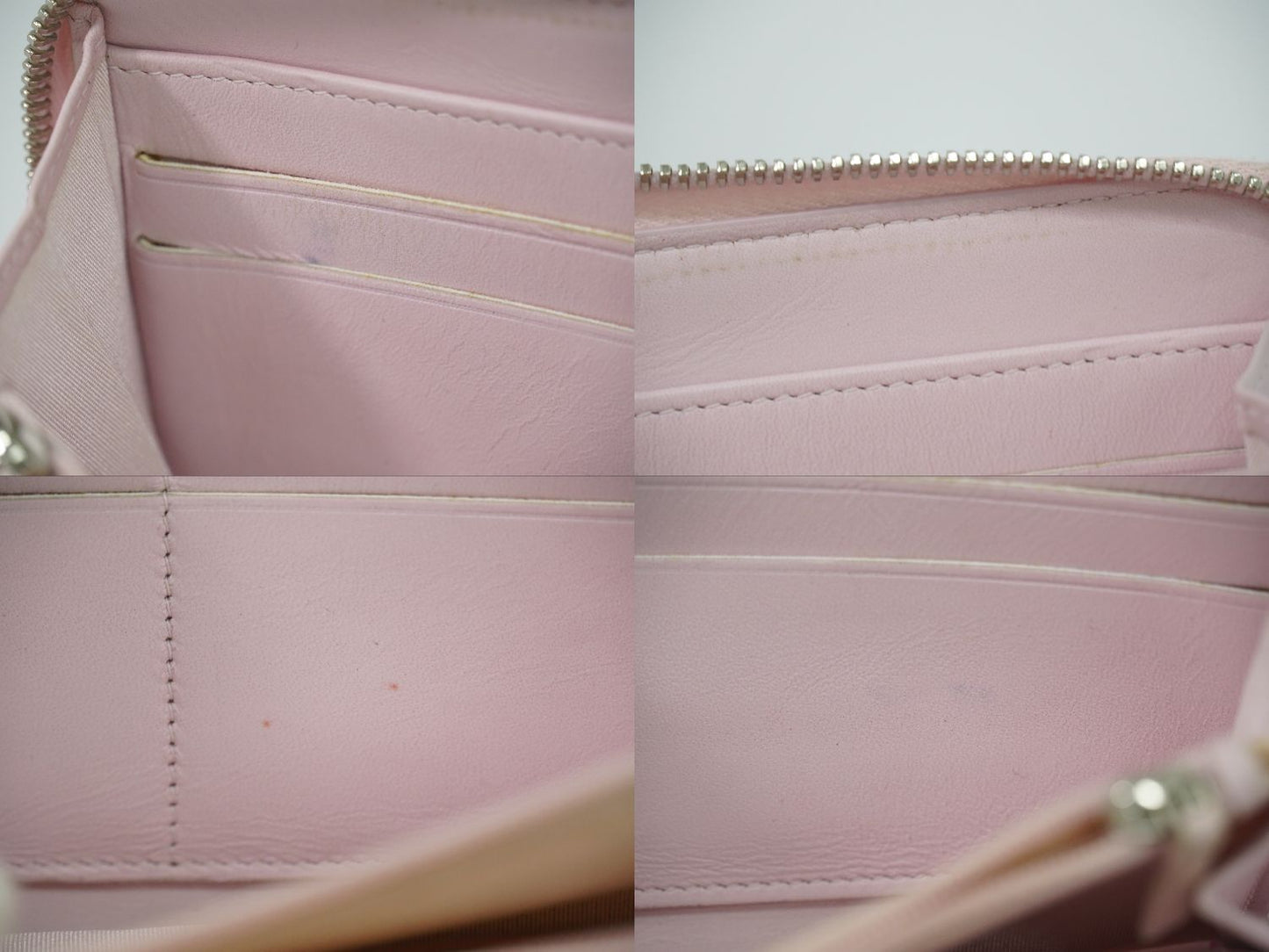 Chanel Deauville CC Logo Zip Around Wallet Canvas White Pink — view 8