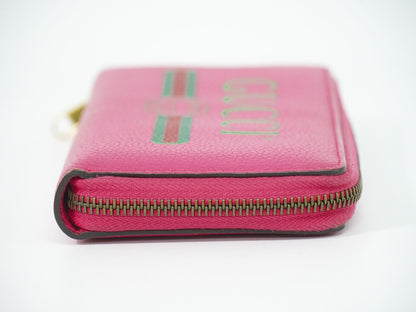 Gucci Vintage Logo Zip Around Wallet Leather Pink — view 4
