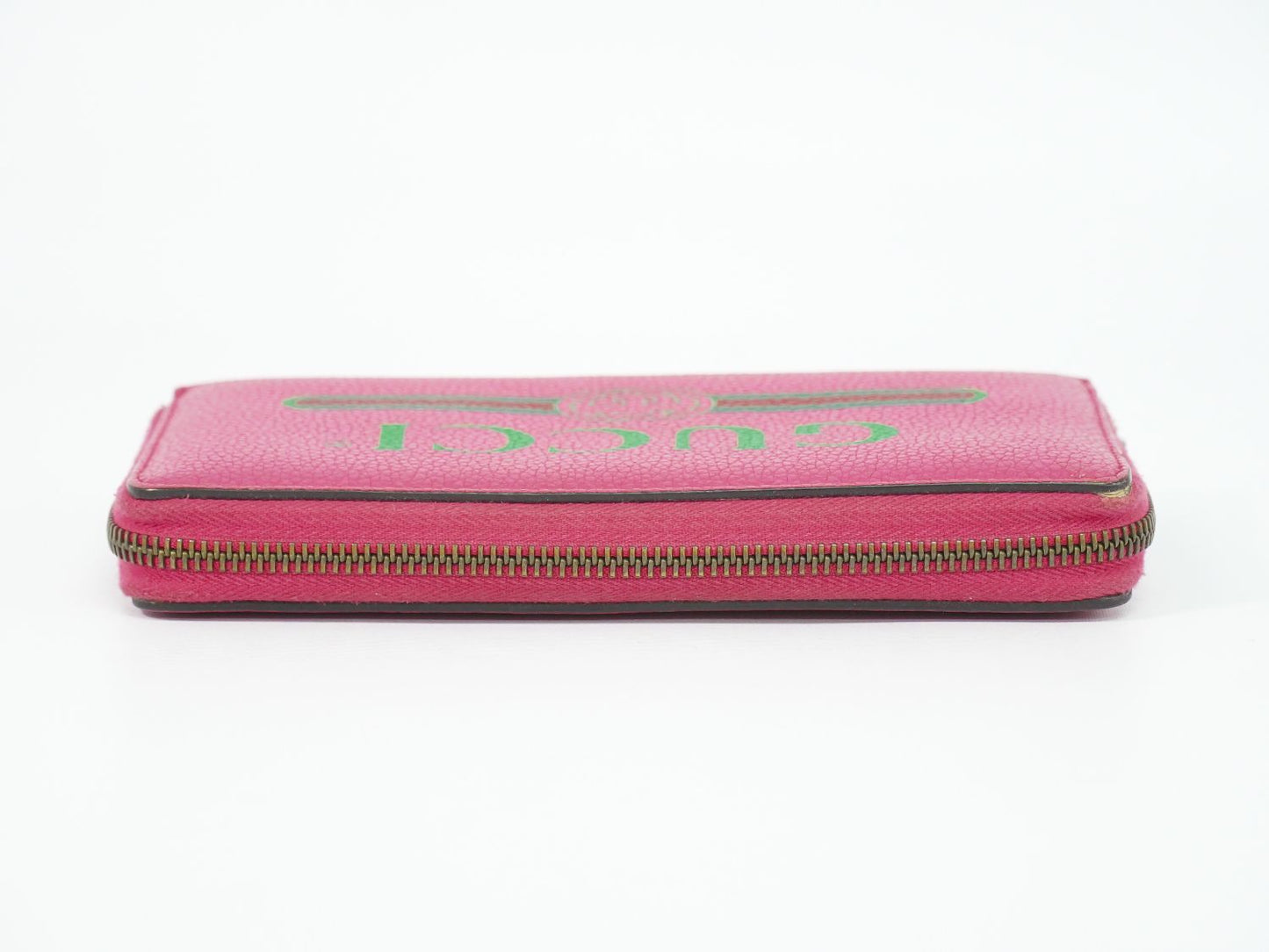 Gucci Vintage Logo Zip Around Wallet Leather Pink — view 5