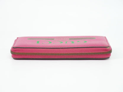 Gucci Vintage Logo Zip Around Wallet Leather Pink — view 5