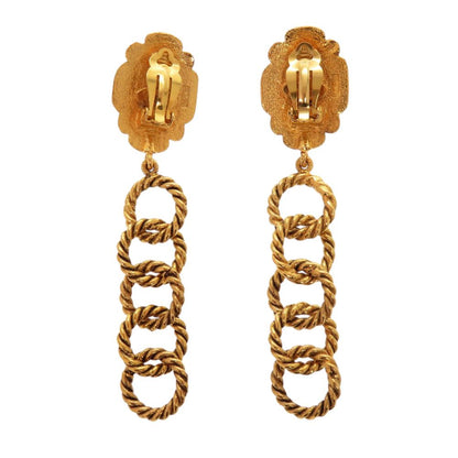 Chanel Vintage Gripoix Metal Glass Gold Red Earrings — view 2