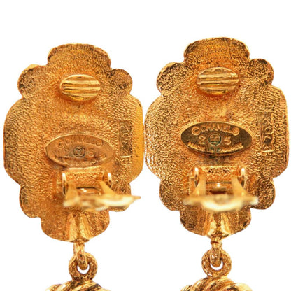 Chanel Vintage Gripoix Metal Glass Gold Red Earrings — view 3
