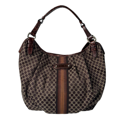 Celine Macadam Shoulder Handbag Canvas Leather