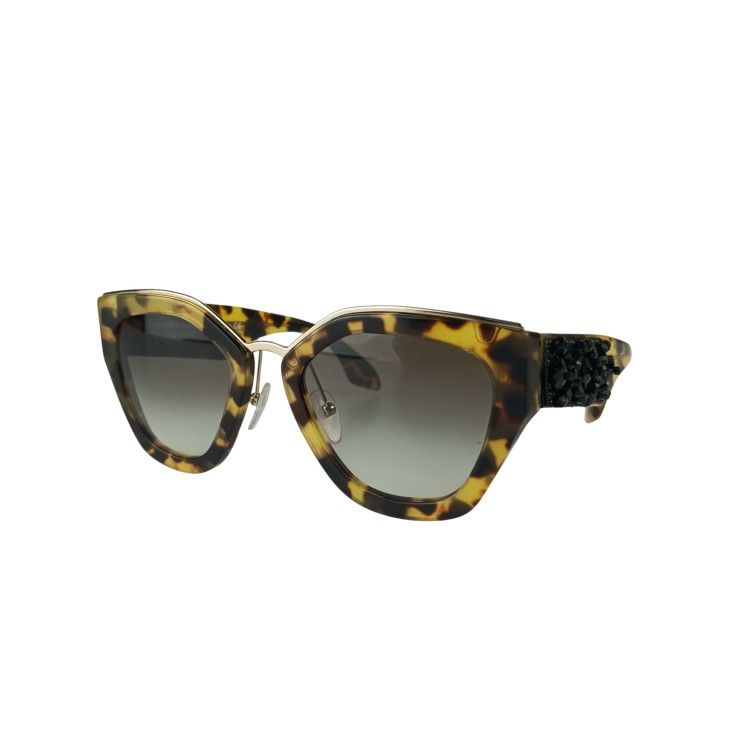 Prada Sunglasses Brown Acetate Tortoiseshell Pattern Gold Eyewear