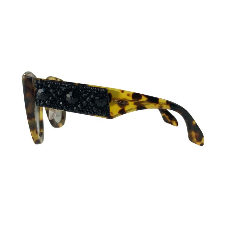 Prada Sunglasses Brown Acetate Tortoiseshell Pattern Gold Eyewear — view 3