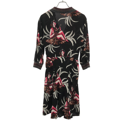Prada Hawaiian Aloha Georgette Dress Black 38 — view 2