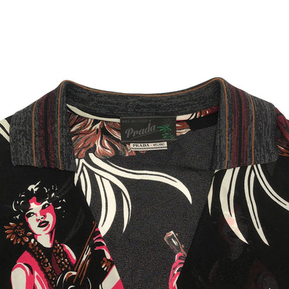 Prada Hawaiian Aloha Georgette Dress Black 38 — view 4