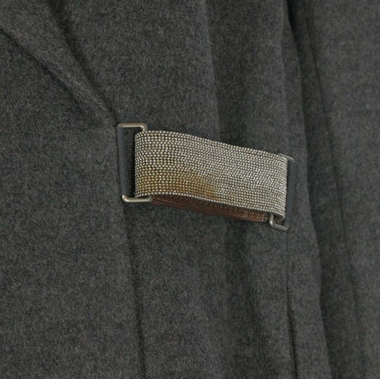 Brunello Cucinelli Buckle Decoration Long Coat Long Sleeve 40 Gray DW — view 5