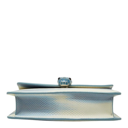 Bvlgari Serpenti Forever Chain Shoulder Bag Ivory Blue Leather — view 3