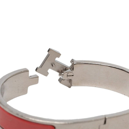 Hermes Clic H PM Enamel Bracelet Bangle Pink Silver Metal — view 4
