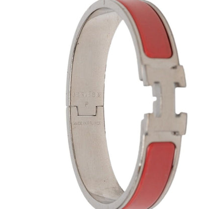 Hermes Clic H PM Enamel Bracelet Bangle Pink Silver Metal — view 5