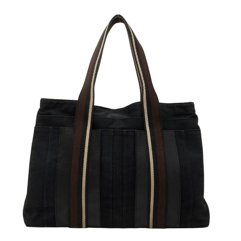 Hermes Troca Horizontal MM Tote Bag Black Canvas Leather
