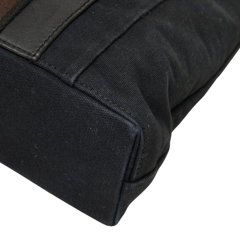Hermes Troca Horizontal MM Tote Bag Black Canvas Leather — view 4