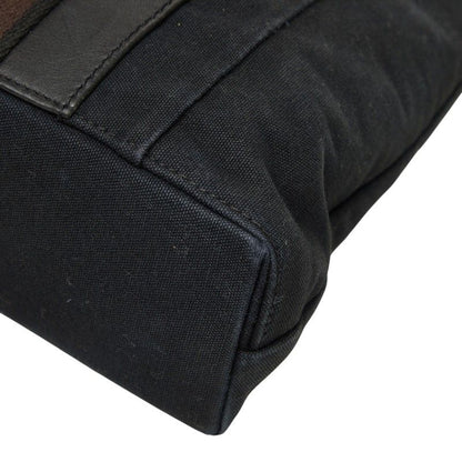 Hermes Troca Horizontal MM Tote Bag Black Canvas Leather — view 4