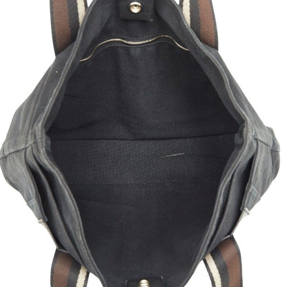 Hermes Troca Horizontal MM Tote Bag Black Canvas Leather — view 8