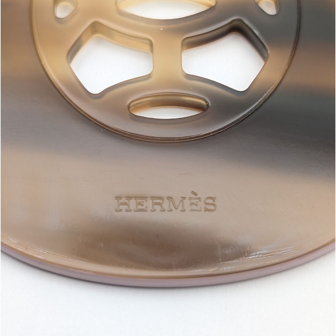 Hermes Rift GM Buffalo Horn Necklace Brown Pink — view 5