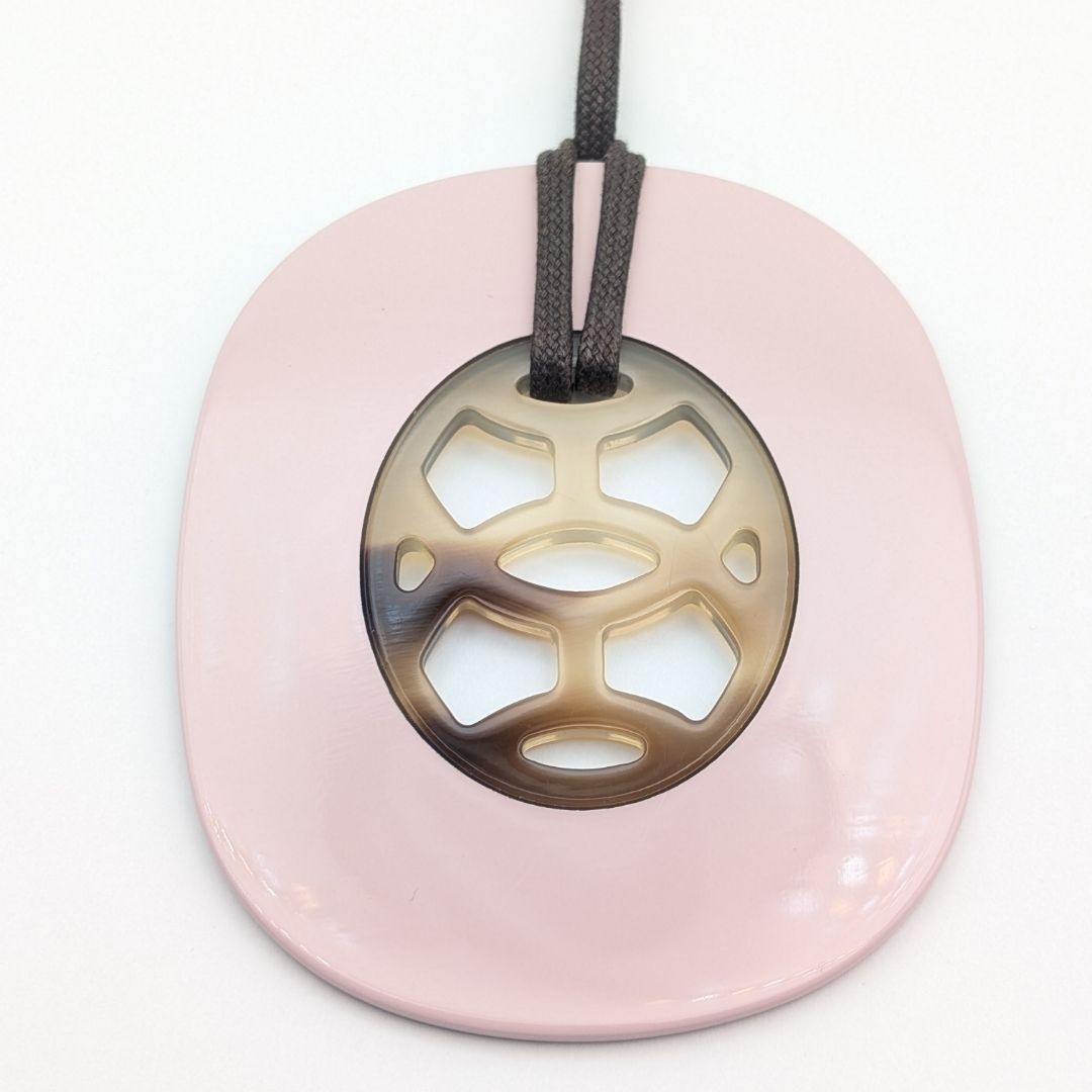 Hermes Rift GM Buffalo Horn Necklace Brown Pink — view 2
