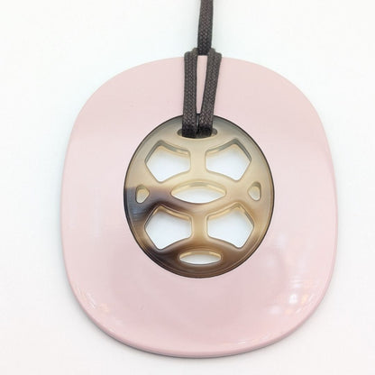 Hermes Rift GM Buffalo Horn Necklace Brown Pink — view 2