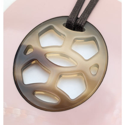 Hermes Rift GM Buffalo Horn Necklace Brown Pink — view 3