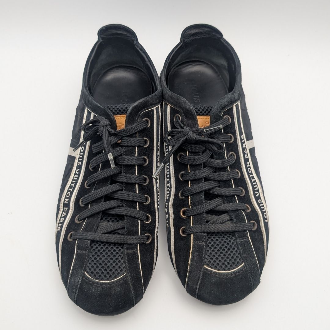 Louis Vuitton Sneakers Canvas Suede Black Logo Shoes — view 5