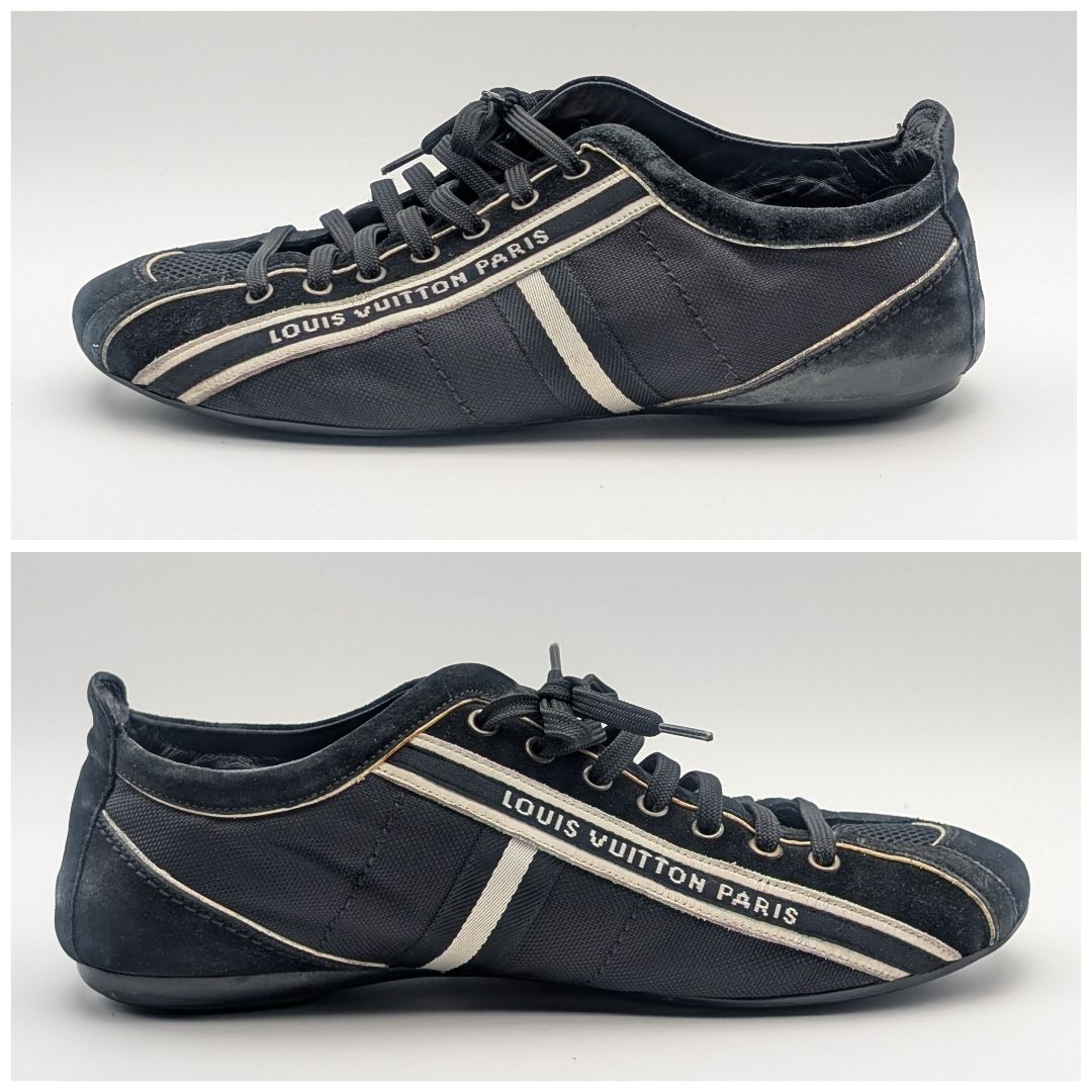 Louis Vuitton Sneakers Canvas Suede Black Logo Shoes — view 2
